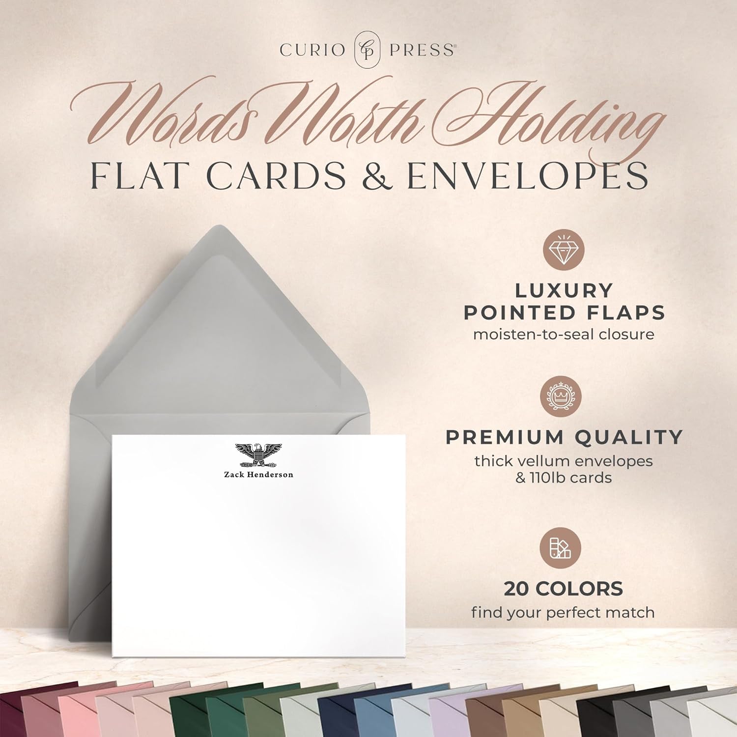 Curio Press Personalized Stationery Note Cards