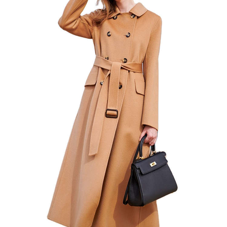 Factory manufacture women winter autumn long clothes ladies plus size luxury wool cashmere coat jake