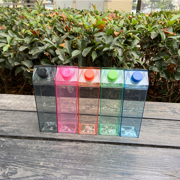 USA warehouse PBA FREE 500ml square plastic bottle eco acrylic milk carton water bottle for outside
